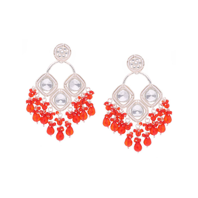 Tehzeeb Creations Gold Polish Red Colour Earrings - Distacart