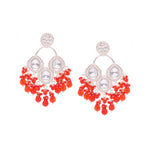 Thumbnail for Tehzeeb Creations Gold Polish Red Colour Earrings - Distacart