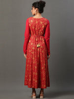 Thumbnail for AURELIA Floral Printed Sequinned A-Line Ethnic Dress