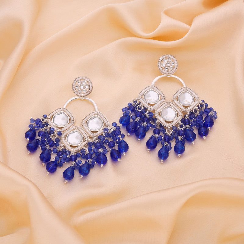 Tehzeeb Creations Gold Polish Royal Blue Colour Earrings - Distacart