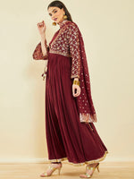 Thumbnail for Soch Ethnic Motifs Embroidered Sequinned Kurta with Churidar & Dupatta - Distacart