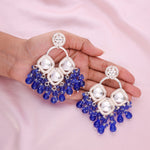Thumbnail for Tehzeeb Creations Gold Polish Royal Blue Colour Earrings - Distacart
