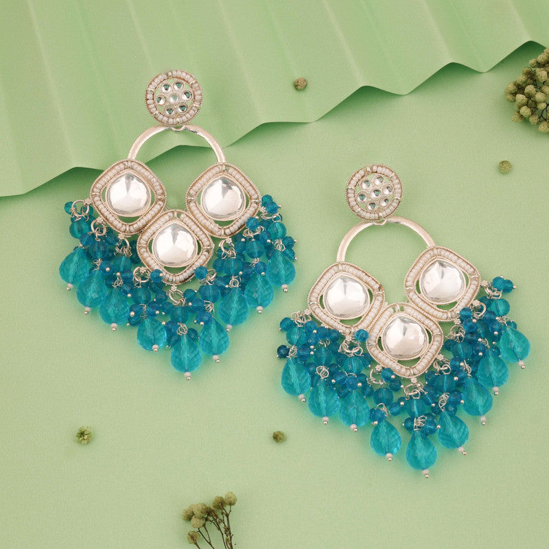 Tehzeeb Creations Gold Polish Sky Blue Colour Earrings - Distacart