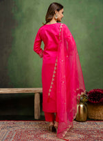 Thumbnail for Vellora Silk Blend Rani Pink Casual Wear Embroidery Work Readymade Salwar Suit