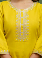 Thumbnail for Vellora Cotton Blend Lime Green Casual Wear Embroidery Work Readymade Salwar Suit