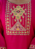 Thumbnail for Vellora Cotton Blend Rani Pink Casual Wear Embroidery Work Readymade Salwar Suit