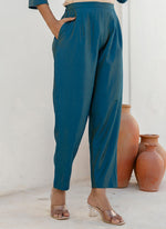 Thumbnail for Vellora Shimmer Silk Navy Blue Casual Wear Floral Print Readymade Salwar Suit