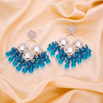 Thumbnail for Tehzeeb Creations Gold Polish Sky Blue Colour Earrings - Distacart