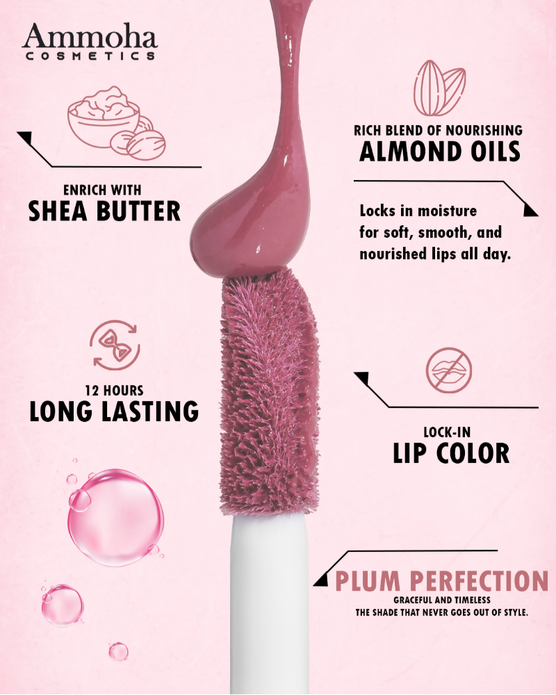 Ammoha Cosmetics Long-Lasting, Matte-Finished Plum Perfection Color Liquid Lipstick - Distacart