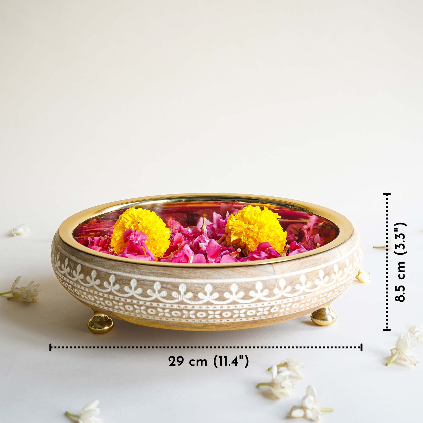 wooden and metal decorative tray bowl