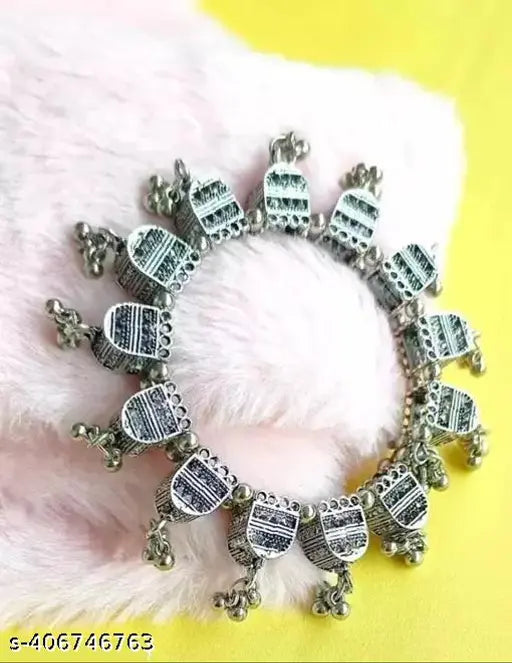 Tehzeeb Creations Women's Silver Colour Oxidised Bangles - Distacart