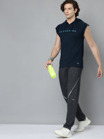 Thumbnail for Alcis Men Navy Blue Typography Printed Slim Fit Running T-shirt - Distacart