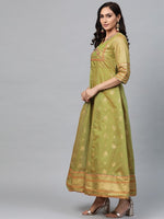 Thumbnail for AURELIA Women Green & Golden Printed Maxi Dress - Distacart