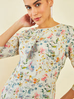 Thumbnail for Soch Floral Printed Linen Straight Kurta - Distacart