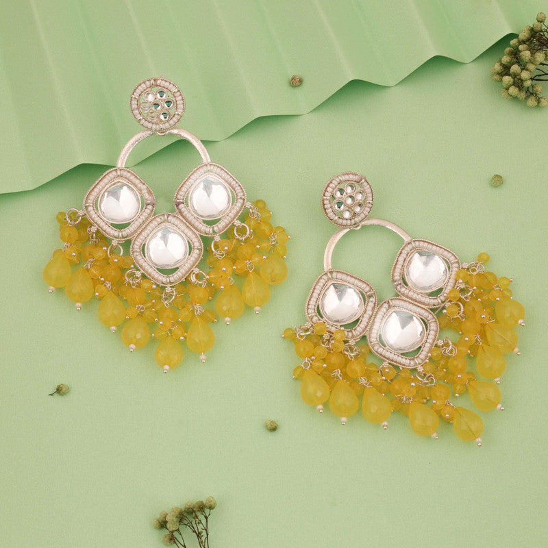 Tehzeeb Creations Gold Polish Yellow Colour Earrings - Distacart