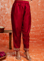 Thumbnail for Vellora Viscose Red Casual Wear Embroidery Work Readymade Salwar Suit