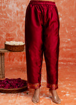 Thumbnail for Vellora Cotton Silk Blend Red Casual Wear Embroidery Work Readymade Salwar Suit