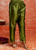 Thumbnail for Vellora Cotton Silk Blend Mehendi Casual Wear Embroidery Work Readymade Salwar Suit