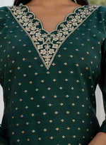 Thumbnail for Vellora Chanderi Silk Dark Green Casual Wear Embroidery Work Readymade Salwar Suit