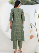 Thumbnail for Vellora Chanderi Silk Mehendi Casual Wear Embroidery Work Readymade Salwar Suit