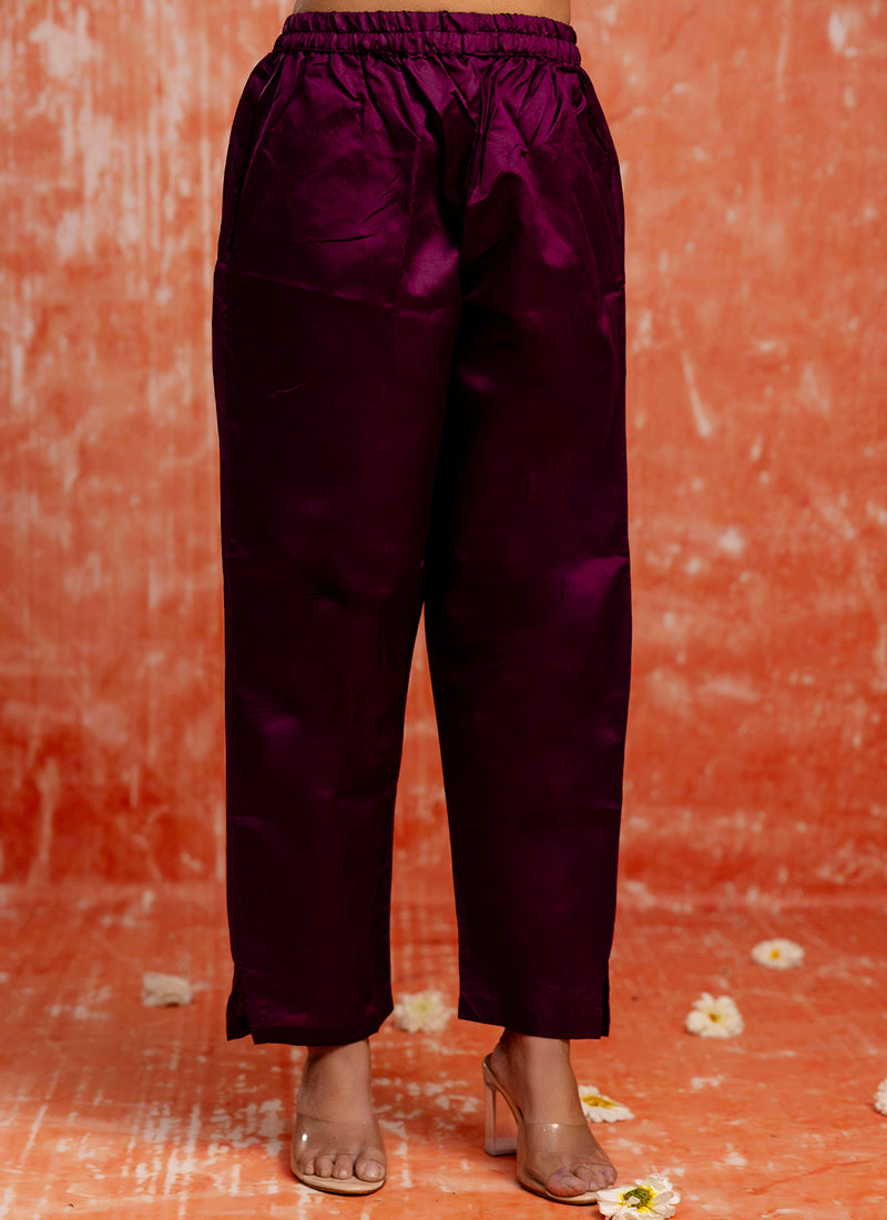 Vellora Cotton Silk Blend Wine Party Wear Zari Work Readymade Salwar Suit