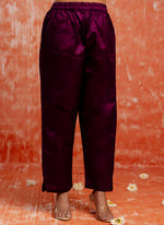 Thumbnail for Vellora Cotton Silk Blend Wine Party Wear Zari Work Readymade Salwar Suit
