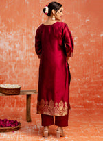 Thumbnail for Vellora Cotton Silk Blend Red Party Wear Zari Work Readymade Salwar Suit
