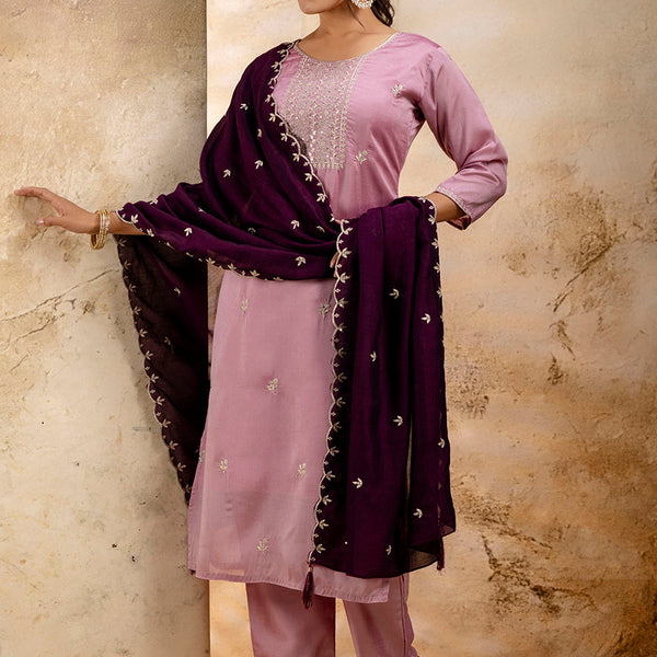 Vellora Silk Blend Pink Party Wear Embroidery Work Readymade Salwar Suit - Distacart