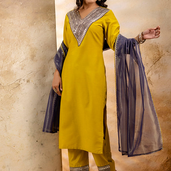 Vellora Viscose Rayon Mustard Casual Wear Embroidery Work Readymade Salwar Suit - Distacart