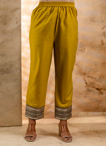 Thumbnail for Vellora Viscose Rayon Mustard Casual Wear Embroidery Work Readymade Salwar Suit