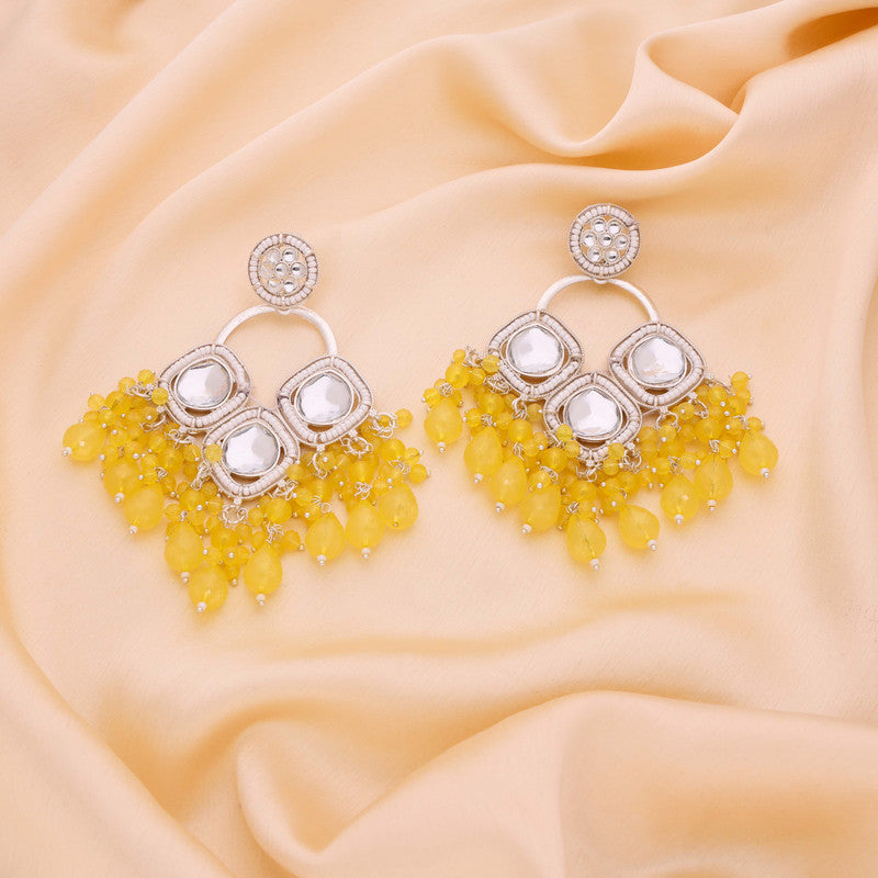 Tehzeeb Creations Gold Polish Yellow Colour Earrings - Distacart