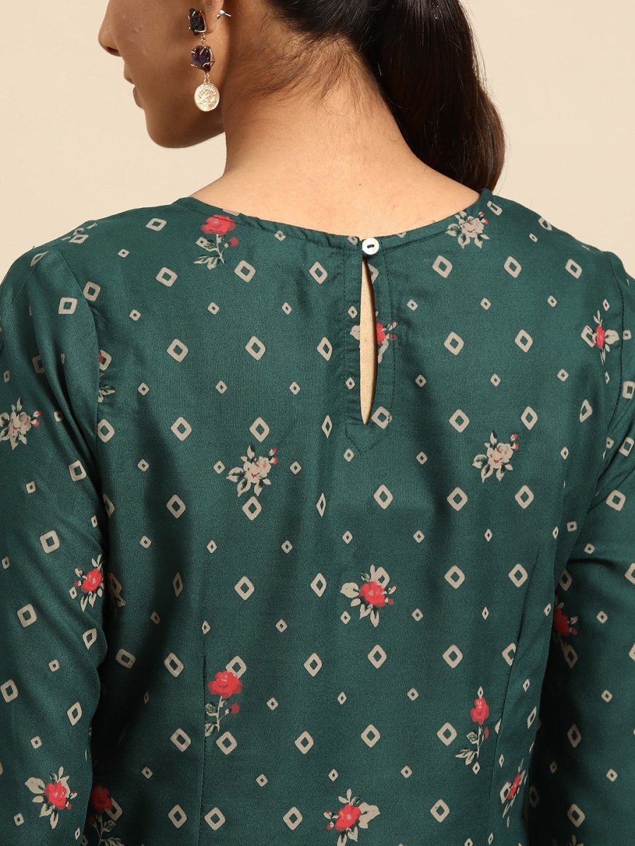 All About You Women Floral & Geometric Printed Straight Kurta - Distacart