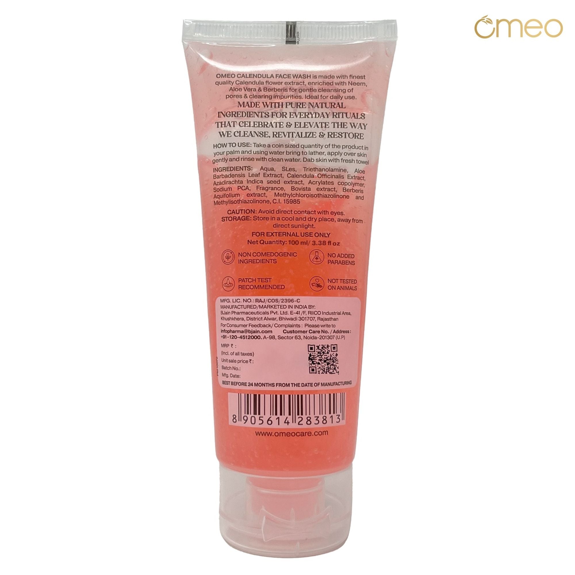 Omeo Calendula Face Wash - Gentle, Daily Use, Safe For All Skin Types - Dista