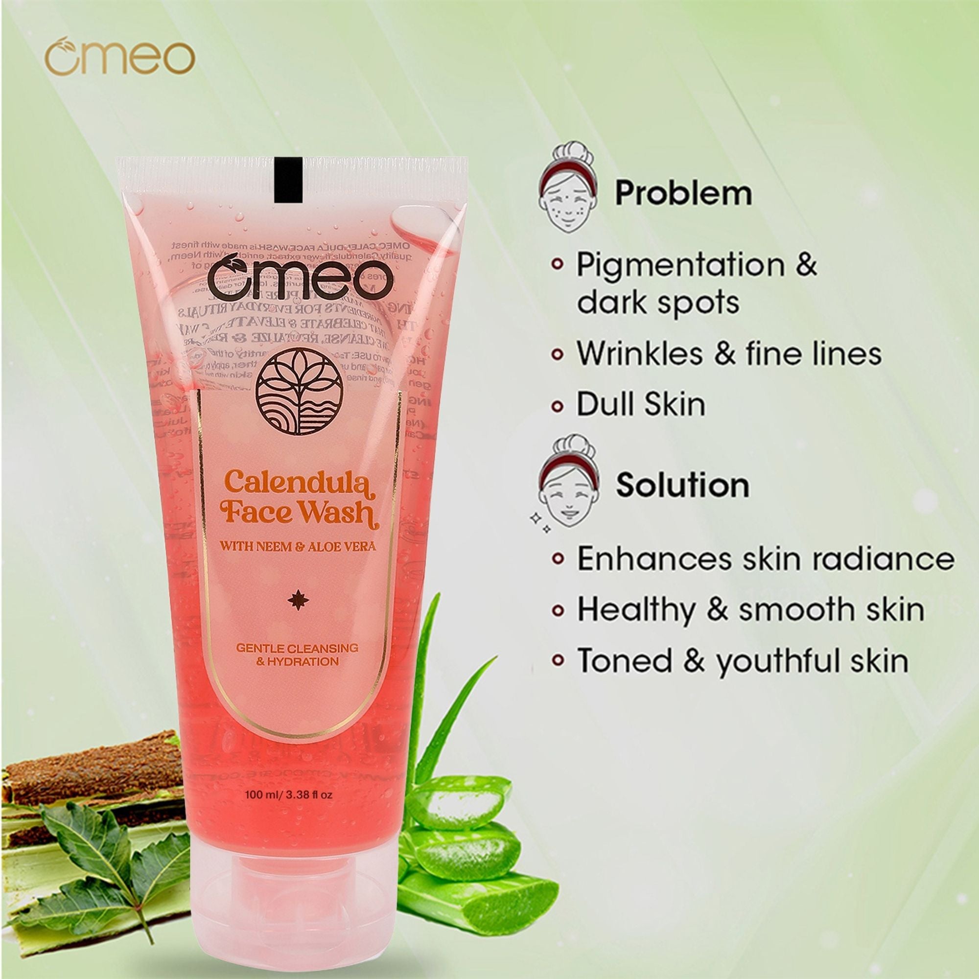 Omeo Calendula Face Wash - Gentle, Daily Use, Safe For All Skin Types - Dista