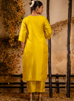 Thumbnail for Vellora Silk Blend Yellow Party Wear Embroidery Work Readymade Salwar Suit