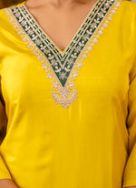 Thumbnail for Vellora Silk Blend Yellow Party Wear Embroidery Work Readymade Salwar Suit