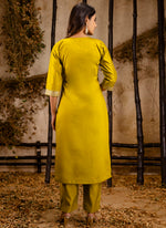Thumbnail for Vellora Viscose Yellow Festival Wear Embroidery Work Readymade Salwar Suit