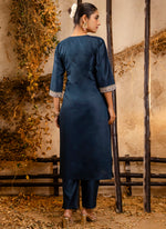 Thumbnail for Vellora Viscose Teal Festival Wear Embroidery Work Readymade Salwar Suit