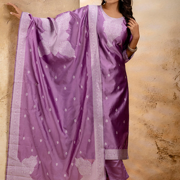 Vellora Cotton Blend Dusty Pink Party Wear Weaving Work Readymade Salwar Suit - Distacart