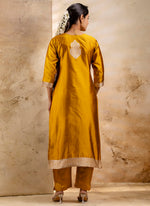 Thumbnail for Vellora Cotton Blend Mustard Party Wear Weaving Work Readymade Salwar Suit