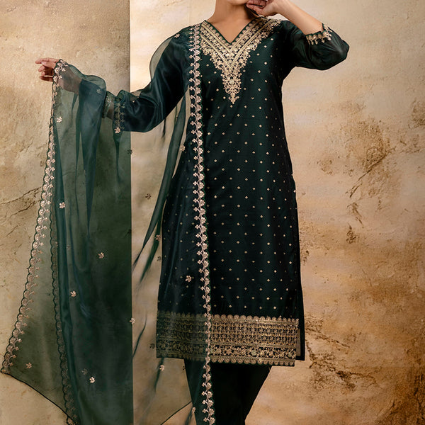 Vellora Chanderi Silk Lavender Party Wear Embroidery Work Readymade Salwar Suit