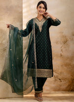 Thumbnail for Vellora Chanderi Silk Lavender Party Wear Embroidery Work Readymade Salwar Suit