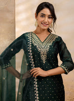 Thumbnail for Vellora Chanderi Silk Lavender Party Wear Embroidery Work Readymade Salwar Suit