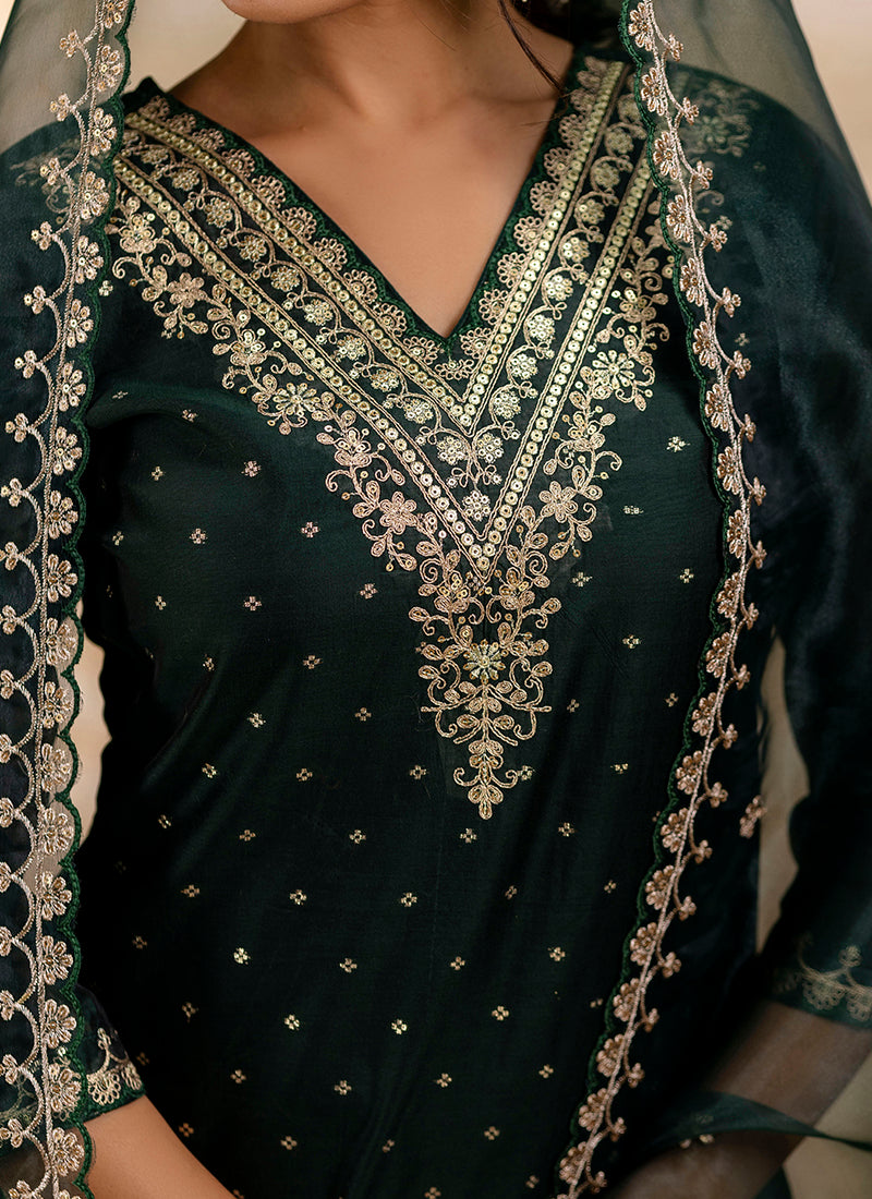Vellora Chanderi Silk Lavender Party Wear Embroidery Work Readymade Salwar Suit