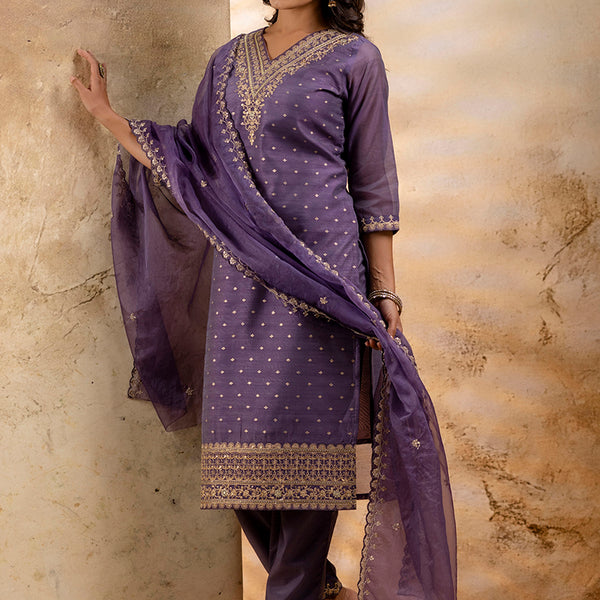 Vellora Chanderi Silk Pink Party Wear Embroidery Work Readymade Salwar Suit - Distacart