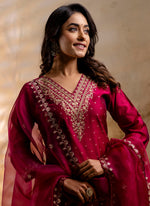 Thumbnail for Vellora Chanderi Silk Dark Green Party Wear Embroidery Work Readymade Salwar Suit - Distacart