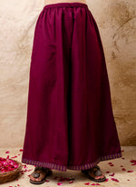 Thumbnail for Vellora Silk Blend Wine Casual Wear Embroidery Work Readymade Plazzo Suit