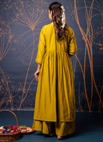 Thumbnail for Vellora Silk Blend Mustard Designer Wear Embroidery Work Readymade Anarkali Suit