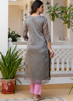 Thumbnail for Vellora Silk Blend Mehendi Party Wear Embroidery Work Readymade Kurti