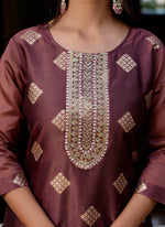 Thumbnail for Vellora Silk Blend Peach Party Wear Embroidery Work Readymade Kurti